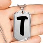 Initial T v1b - Luxury Dog Tag Necklace