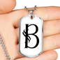Initial B v001-24 - Luxury Dog Tag Necklace