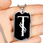 Initial T v001-23 - Luxury Dog Tag Necklace
