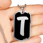 Initial T v2b - Luxury Dog Tag Necklace