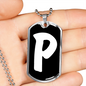 Initial P v3b - Luxury Dog Tag Necklace