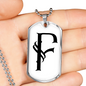 Initial F v001-24 - Luxury Dog Tag Necklace