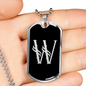 Initial W v001-22 - Luxury Dog Tag Necklace