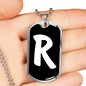 Initial R v3b - Luxury Dog Tag Necklace