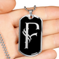 Initial F v001-22 - Luxury Dog Tag Necklace