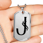 Initial J v001-21 - Luxury Dog Tag Necklace