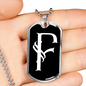 Initial F v001-23 - Luxury Dog Tag Necklace