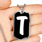 Initial T v3b - Luxury Dog Tag Necklace