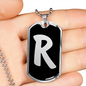 Initial R v2b - Luxury Dog Tag Necklace