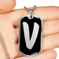 Initial V v2b - Luxury Dog Tag Necklace