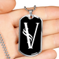 Initial V v001-23 - Luxury Dog Tag Necklace