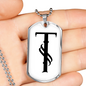 Initial T v001-24 - Luxury Dog Tag Necklace