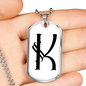 Initial K v001-24 - Luxury Dog Tag Necklace