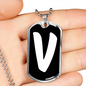 Initial V v3b - Luxury Dog Tag Necklace