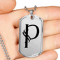 Initial P v001-21 - Luxury Dog Tag Necklace