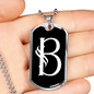 Initial B v001-23 - Luxury Dog Tag Necklace