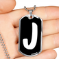 Initial J v3b - Luxury Dog Tag Necklace