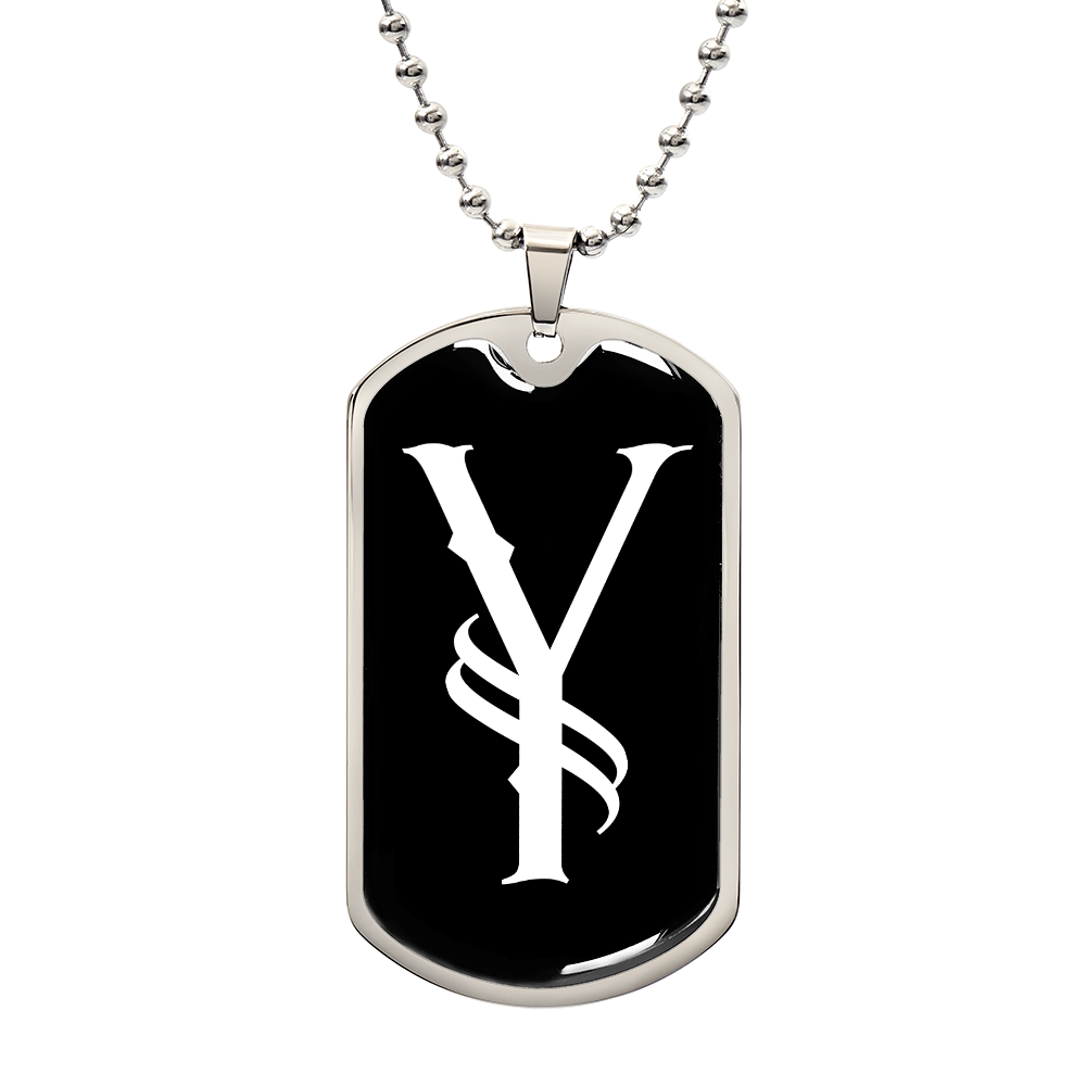 Initial Y v001-23 - Luxury Dog Tag Necklace