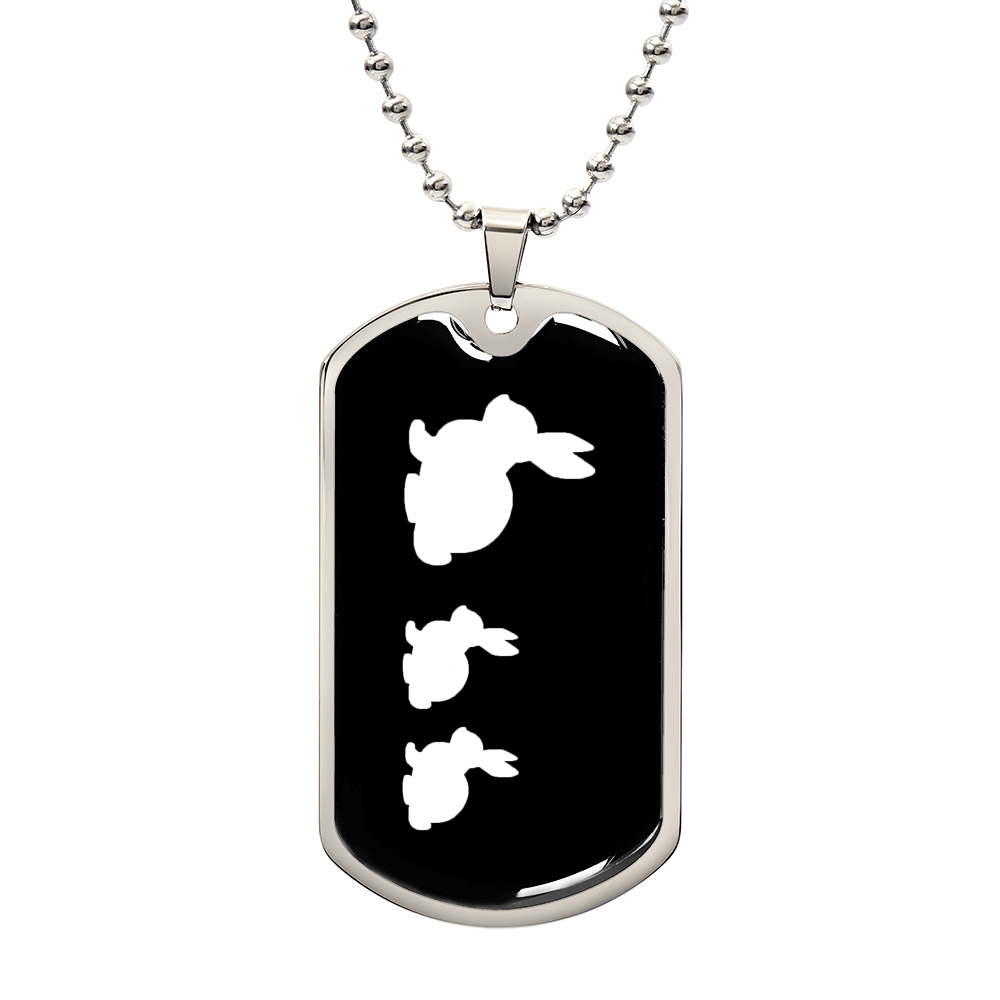 Mama Rabbit With 2 Kittens v3 - Luxury Dog Tag Necklace
