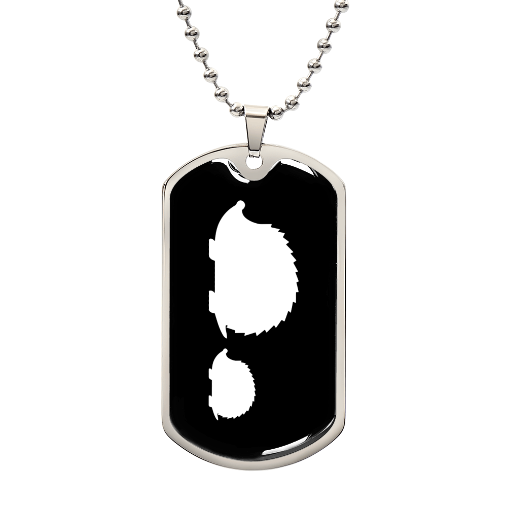 Mama Hedgehog With 1 Hoglet v3 - Luxury Dog Tag Necklace