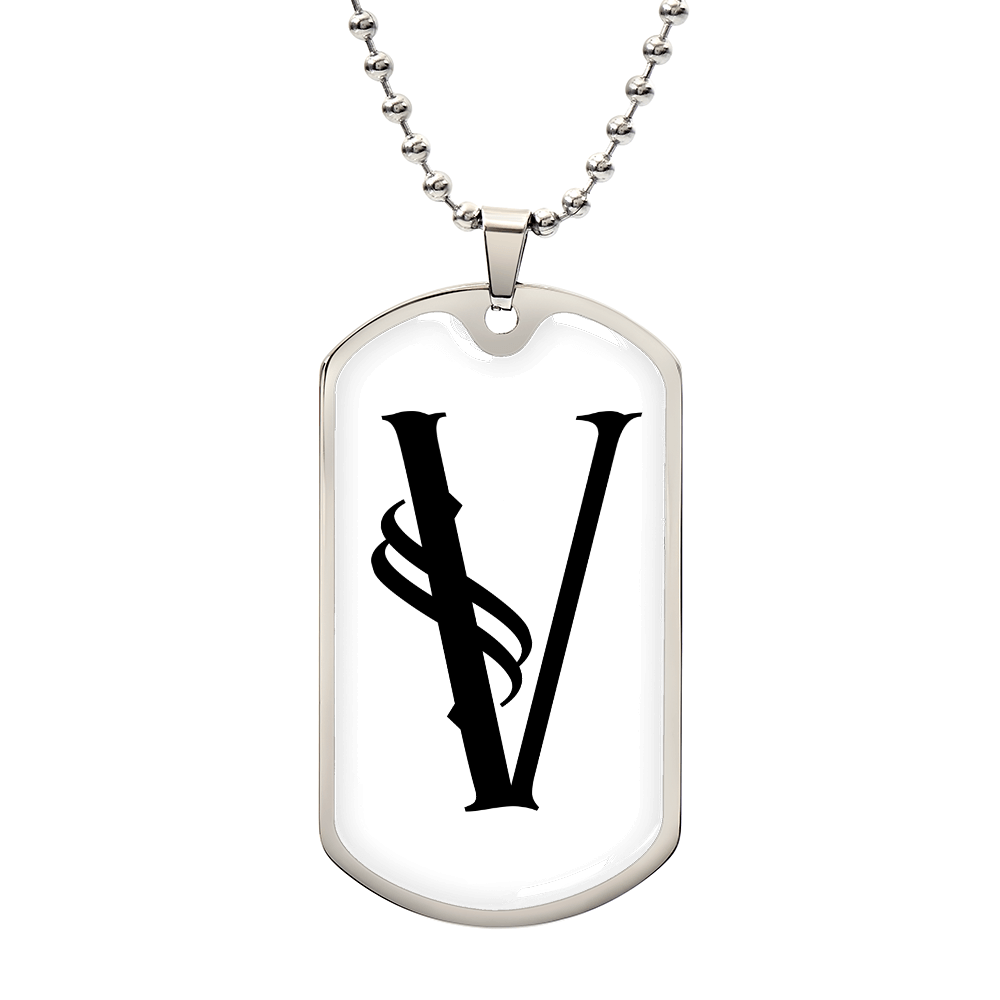 Initial V v001-24 - Luxury Dog Tag Necklace