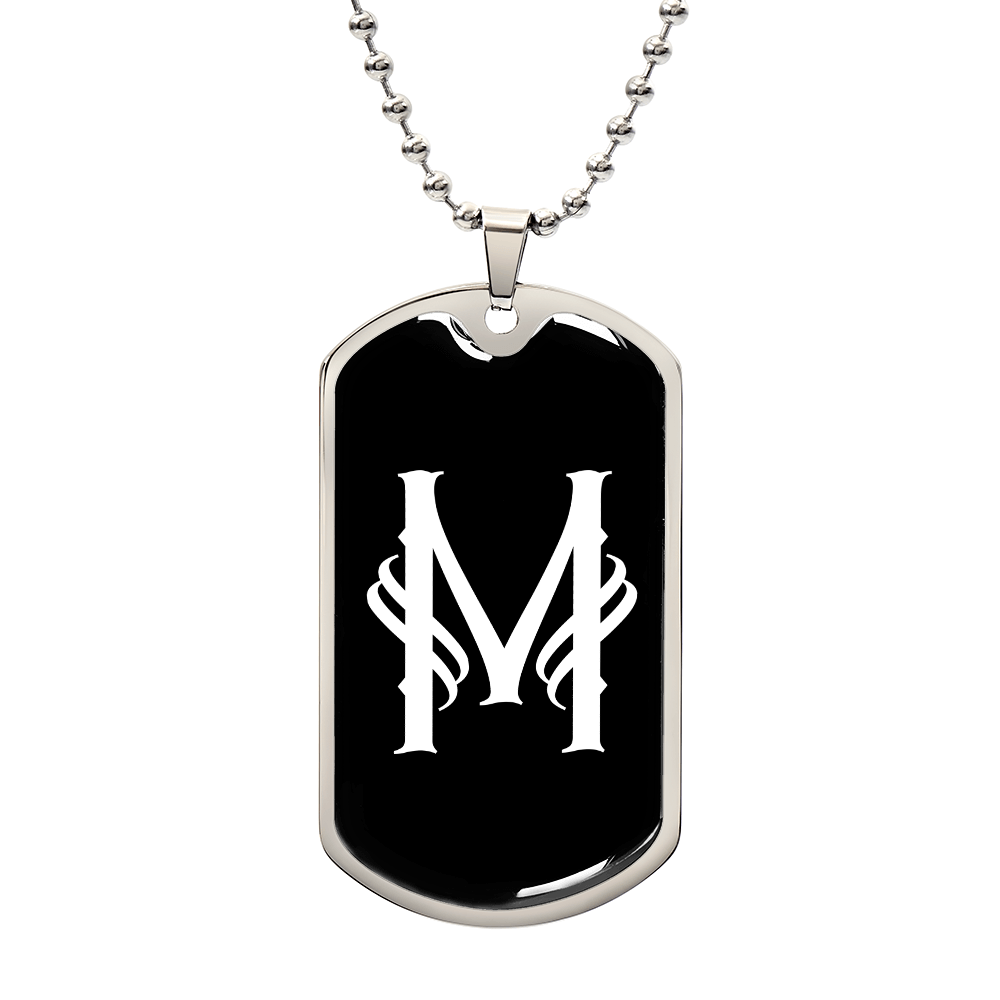 Initial M v001-23 - Luxury Dog Tag Necklace