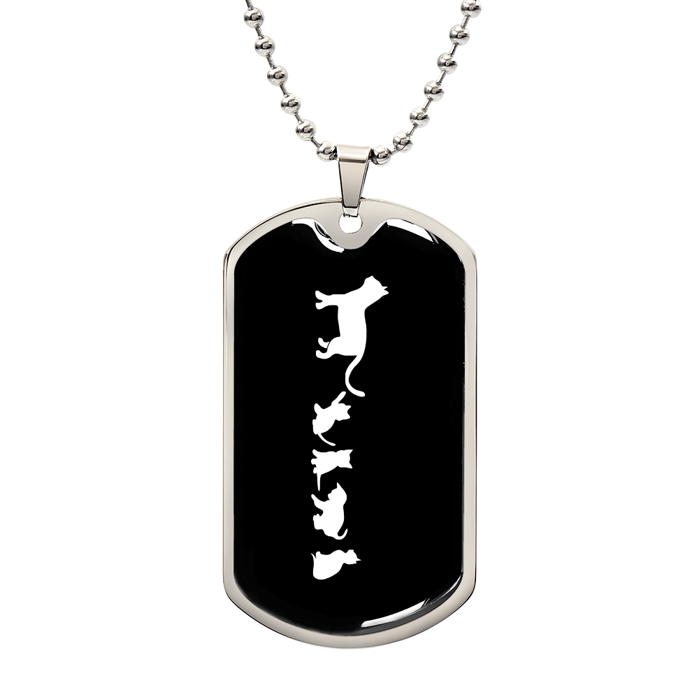 Mama Cat With 4 Kittens v3 - Luxury Dog Tag Necklace