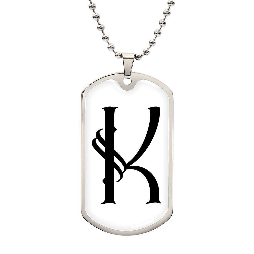 Initial K v001-24 - Luxury Dog Tag Necklace