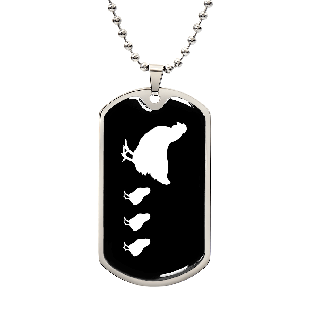 Mama Chicken With 3 Chicks v3 - Luxury Dog Tag Necklace
