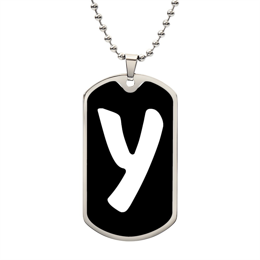 Initial Y v3b - Luxury Dog Tag Necklace