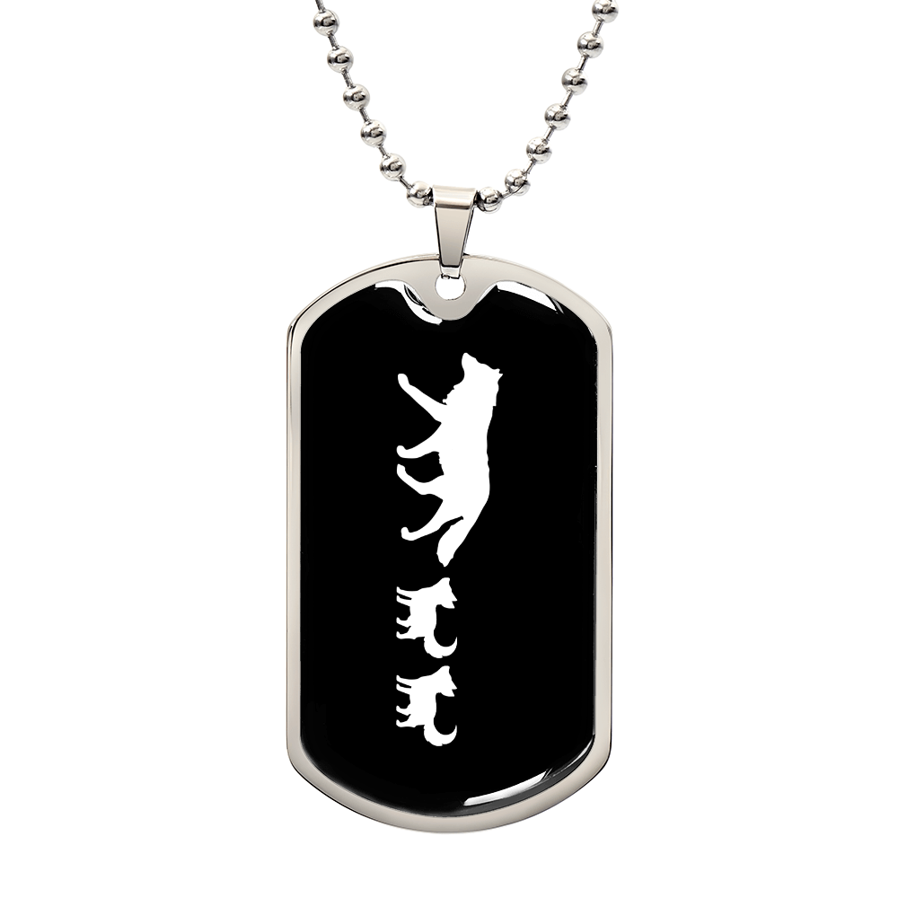 Mama Wolf With 2 Pups v3 - Luxury Dog Tag Necklace