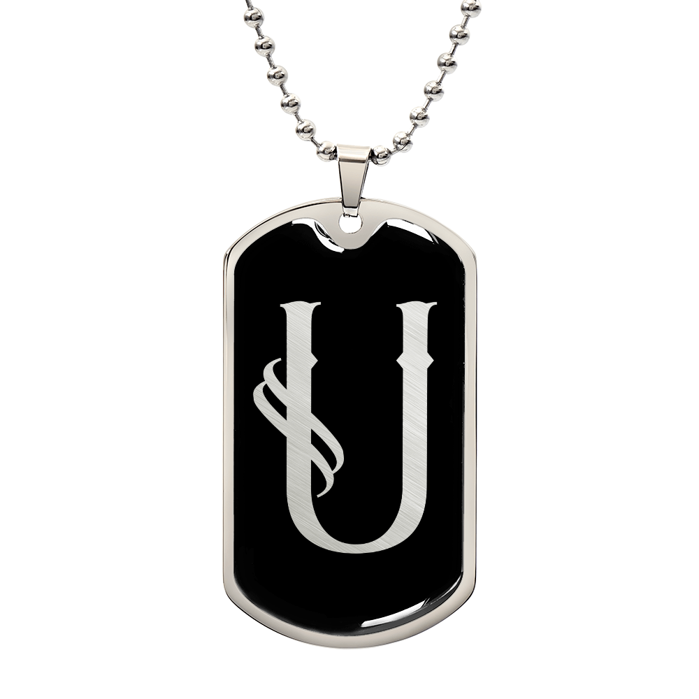 Initial U v001-22 - Luxury Dog Tag Necklace