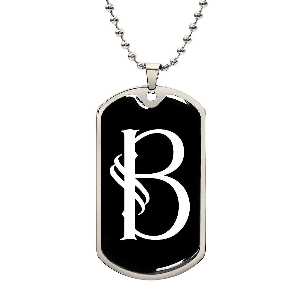 Initial B v001-23 - Luxury Dog Tag Necklace