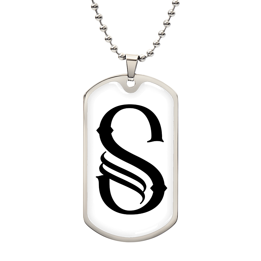 Initial S v001-24 - Luxury Dog Tag Necklace