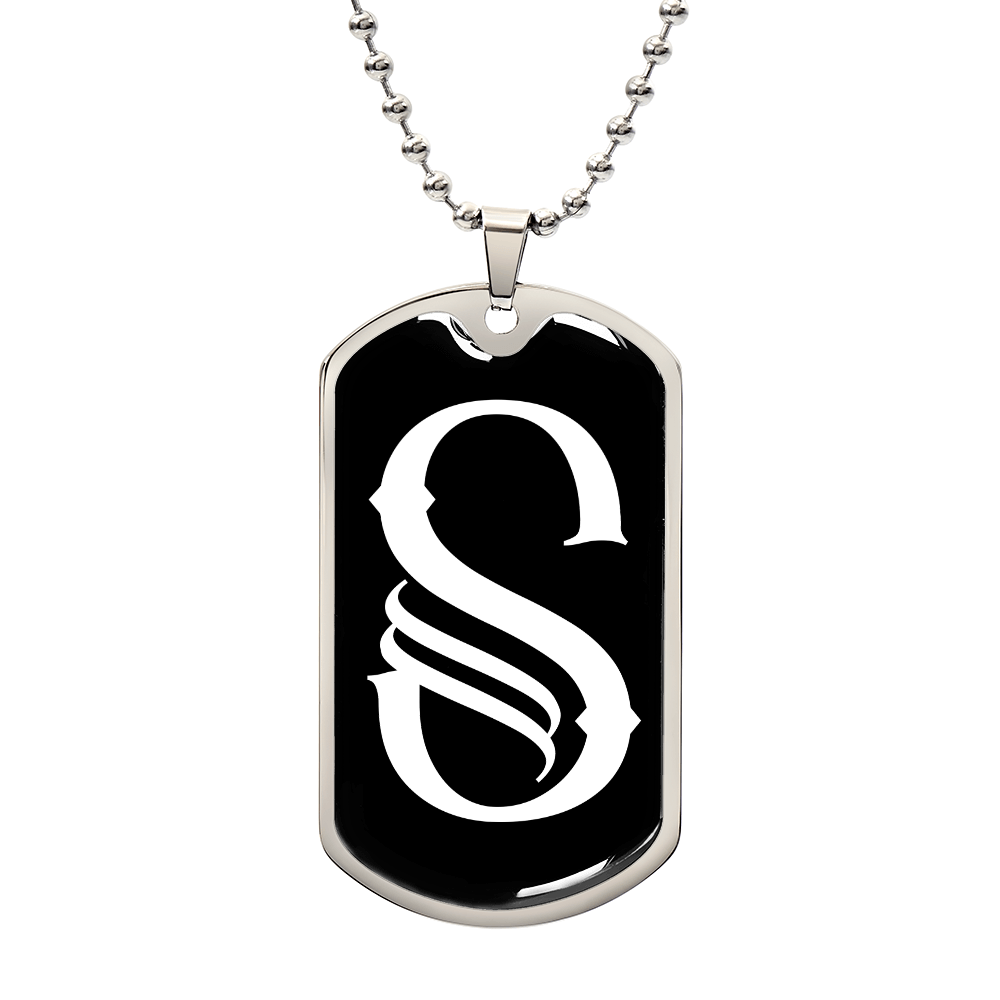 Initial S v001-23 - Luxury Dog Tag Necklace