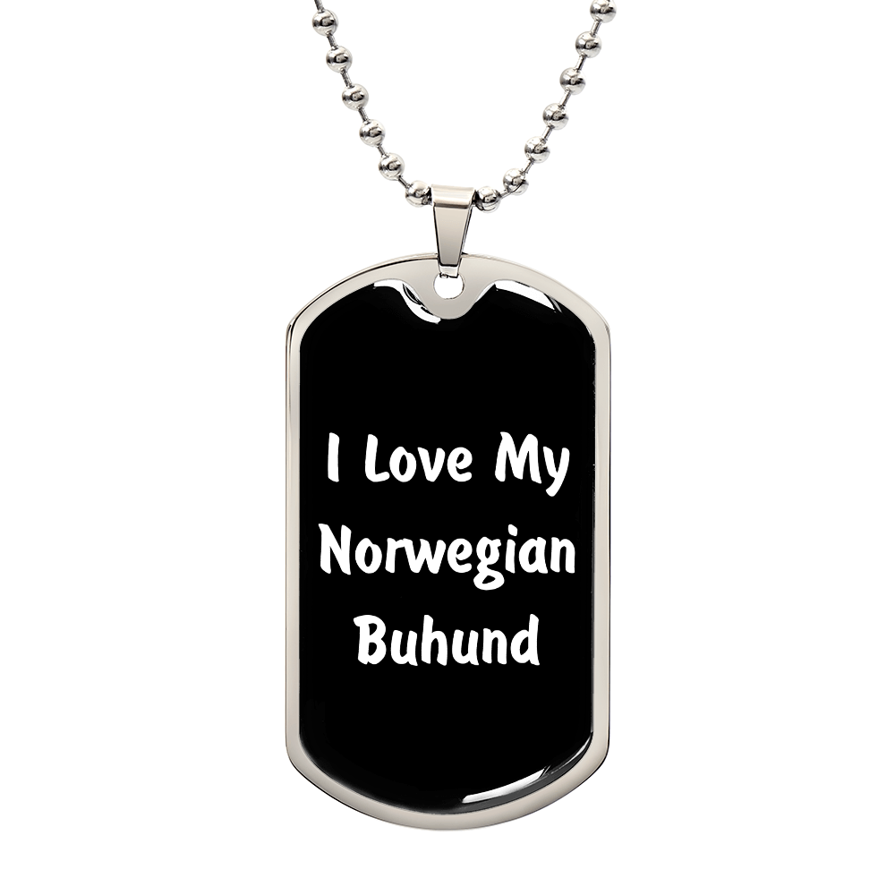 Love My Norwegian Buhund v6 - Luxury Dog Tag Necklace