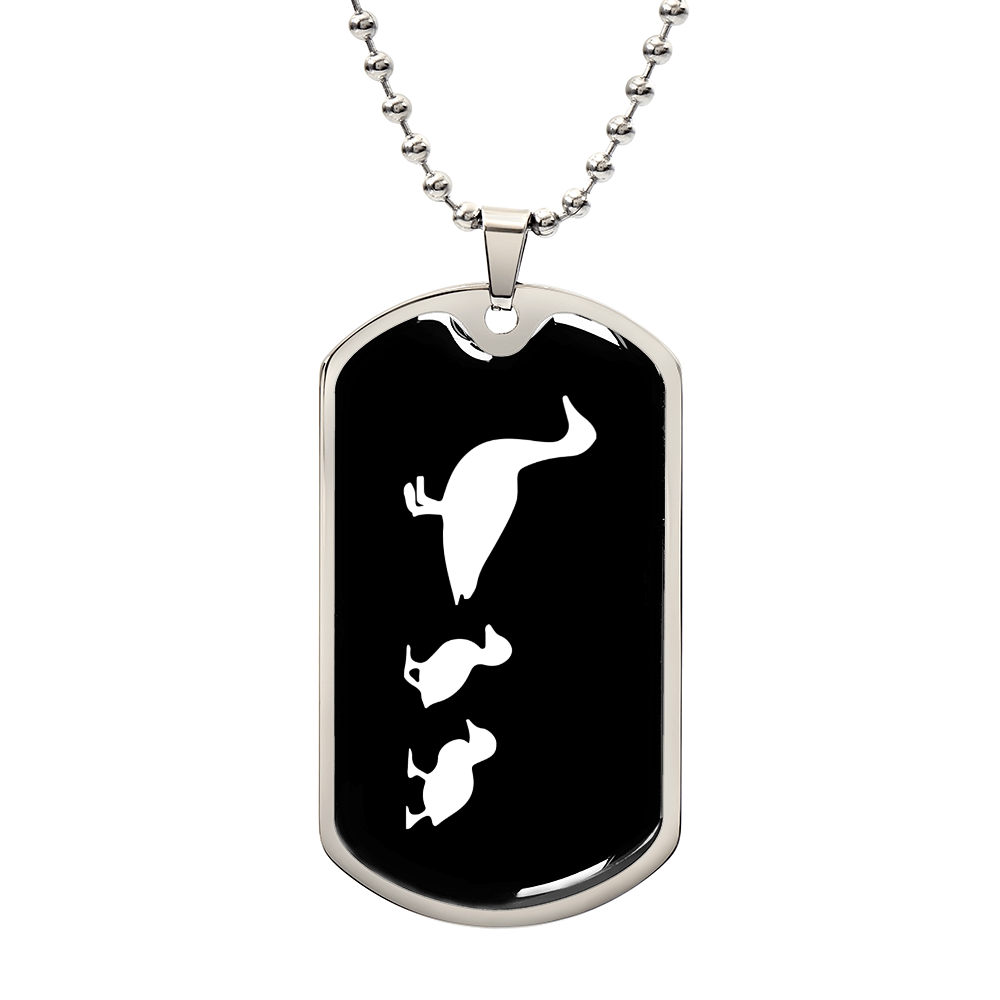 Mama Duck With 2 Ducklings v3 - Luxury Dog Tag Necklace