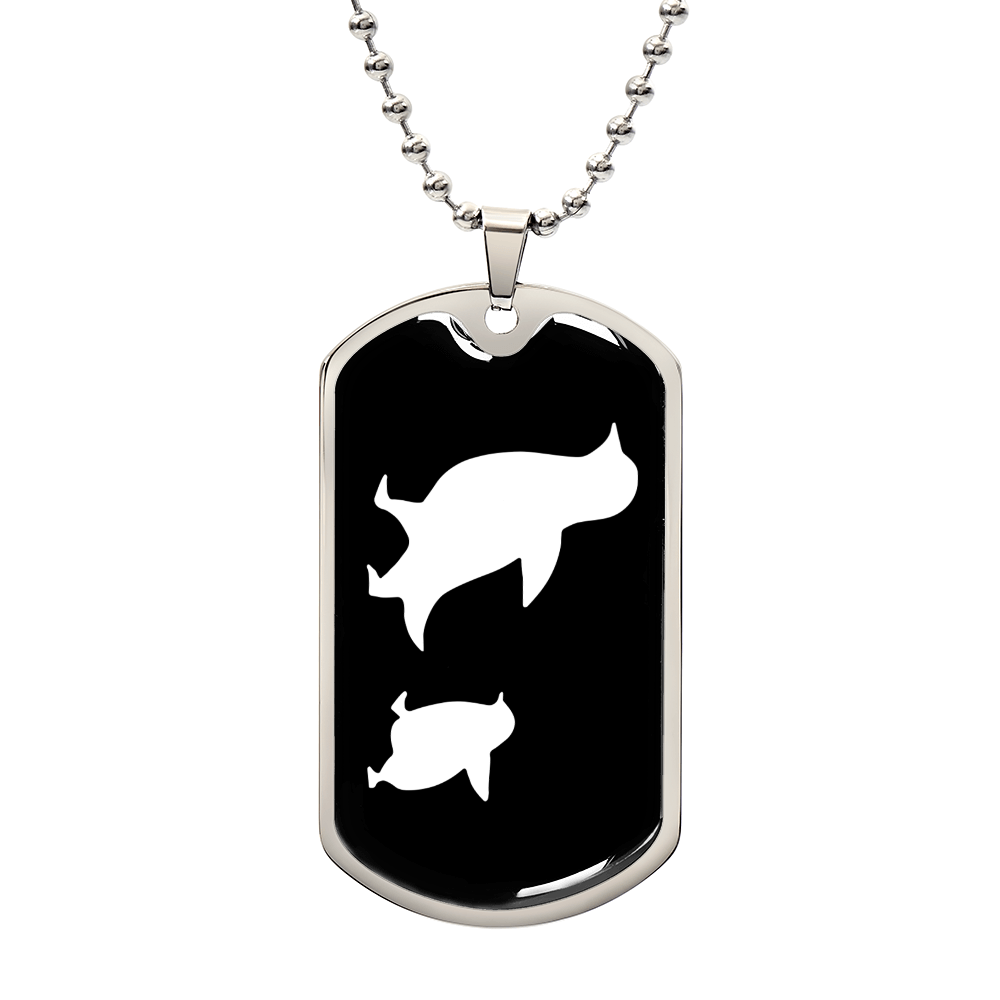 Mama Penguin With 1 Chick v3 - Luxury Dog Tag Necklace