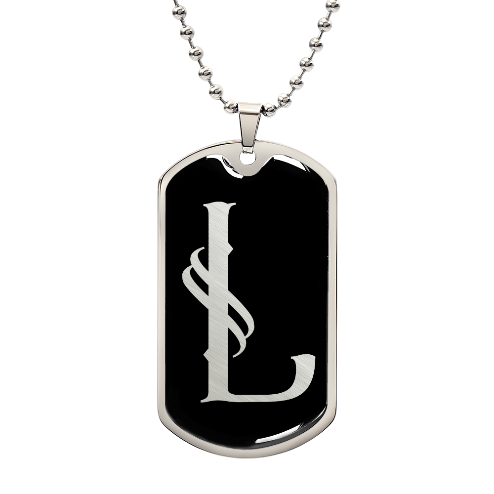 Initial L v001-22 - Luxury Dog Tag Necklace