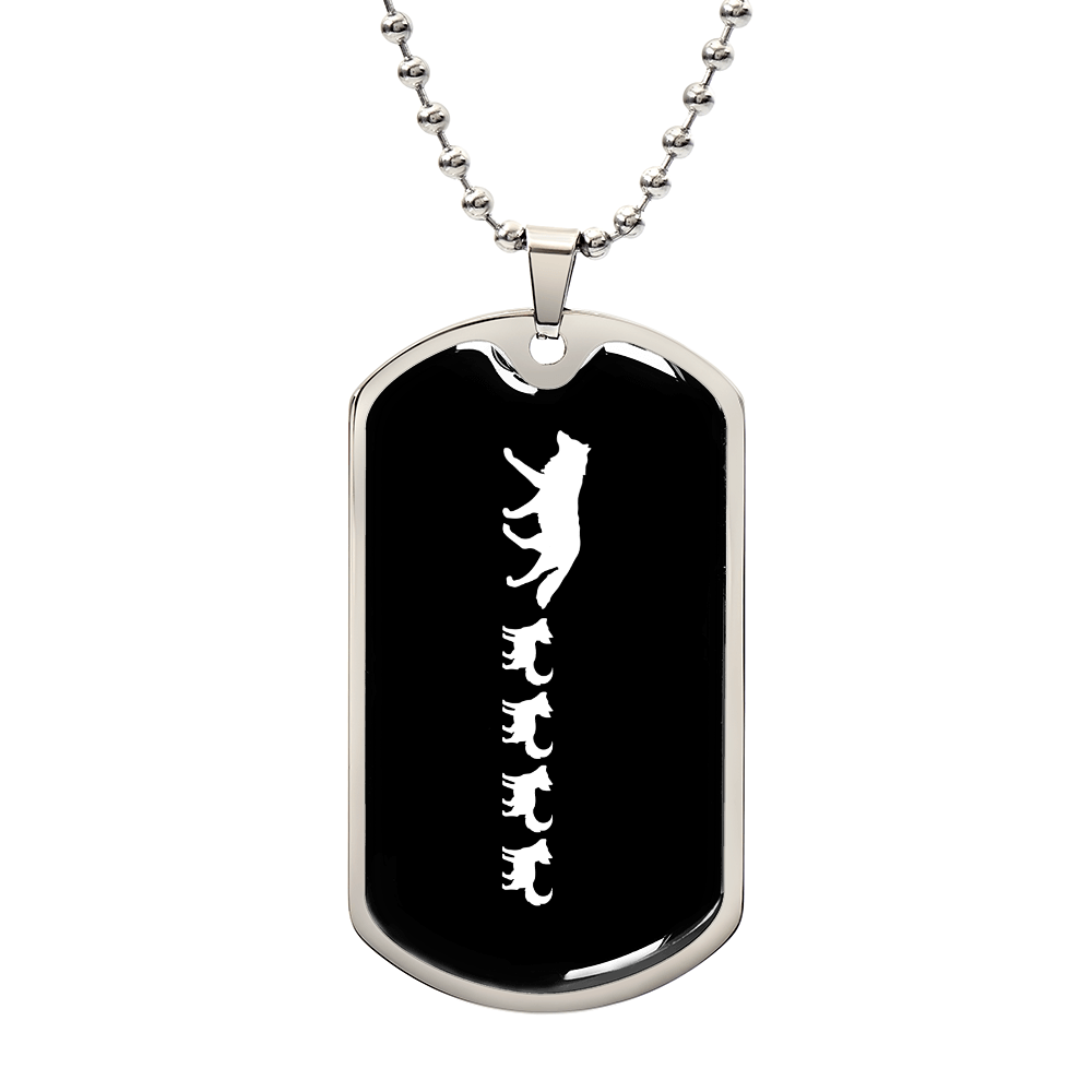 Mama Wolf With 4 Pups v3 - Luxury Dog Tag Necklace