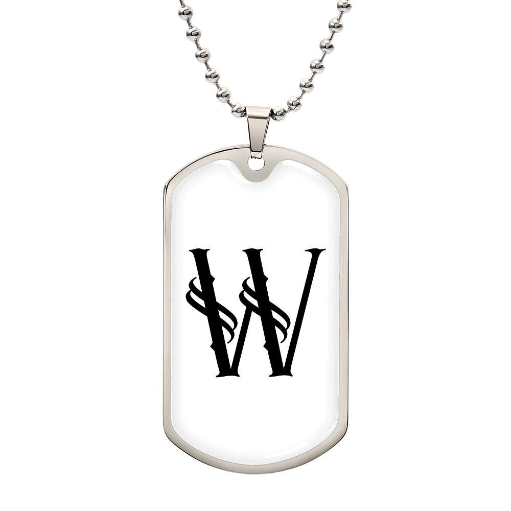 Initial W v001-24 - Luxury Dog Tag Necklace