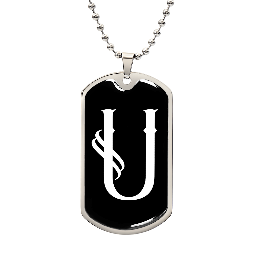 Initial U v001-23 - Luxury Dog Tag Necklace