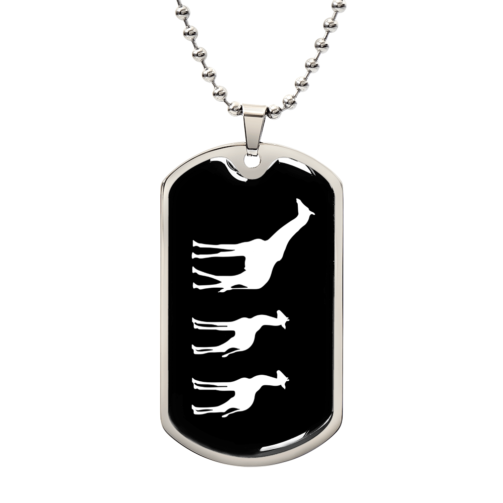 Mama Giraffe With 2 Calves v3 - Luxury Dog Tag Necklace