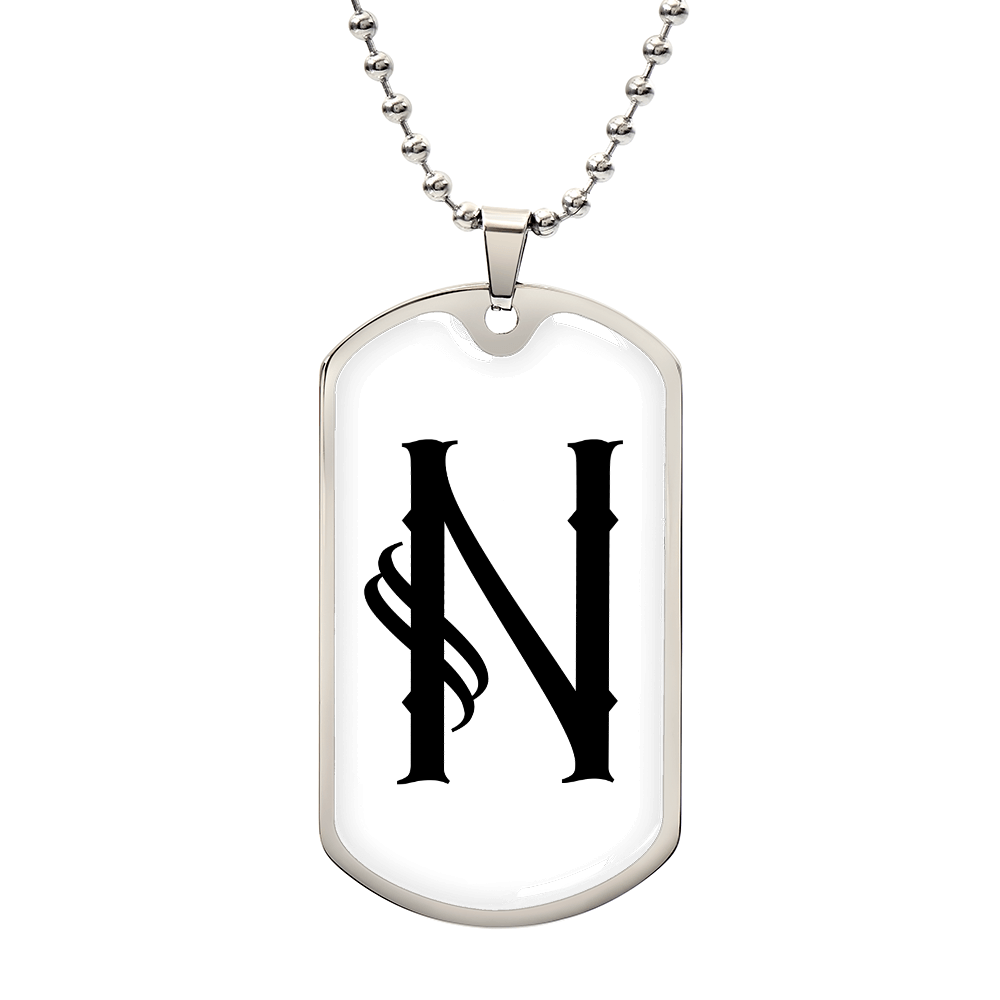 Initial N v001-24 - Luxury Dog Tag Necklace