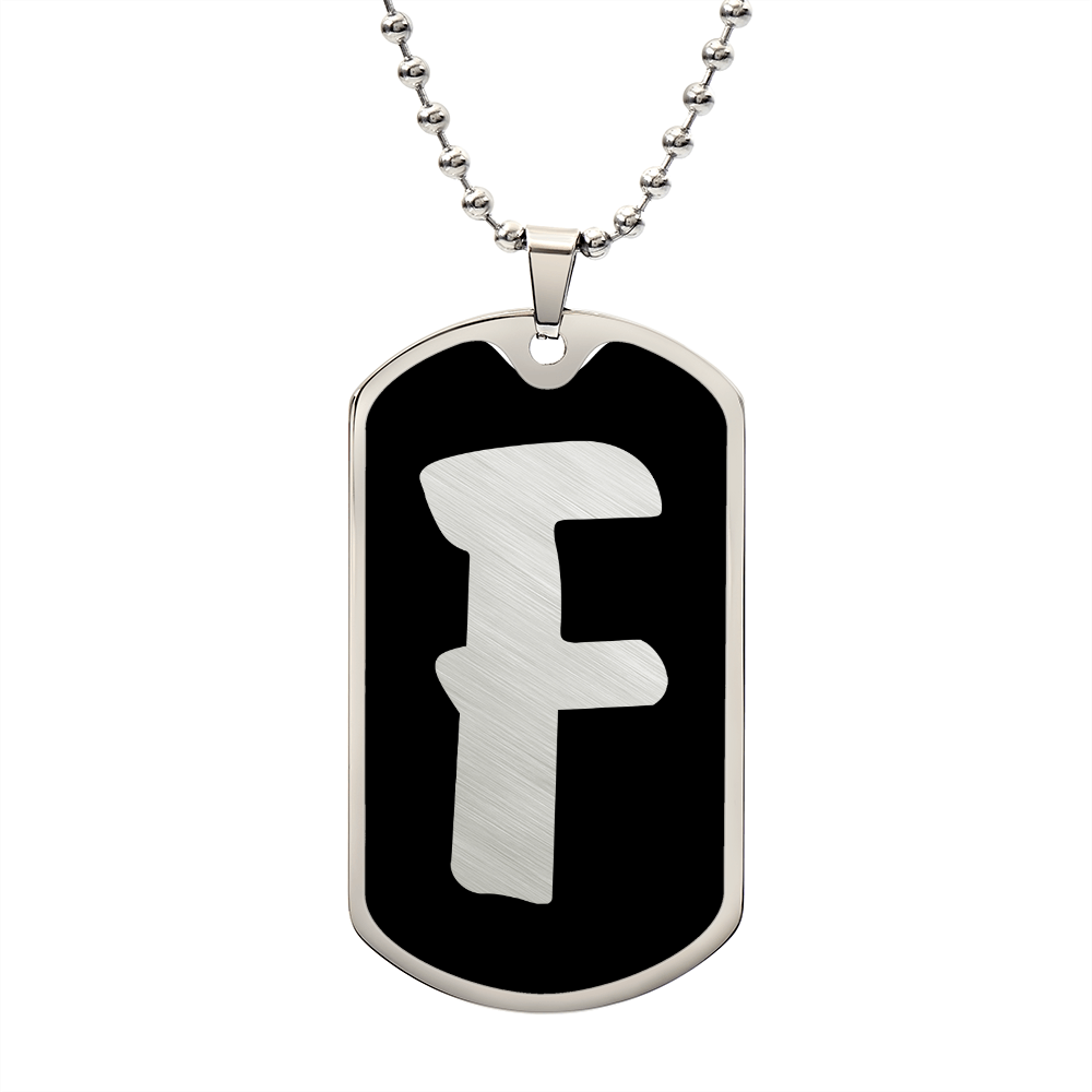 Initial F v2b - Luxury Dog Tag Necklace