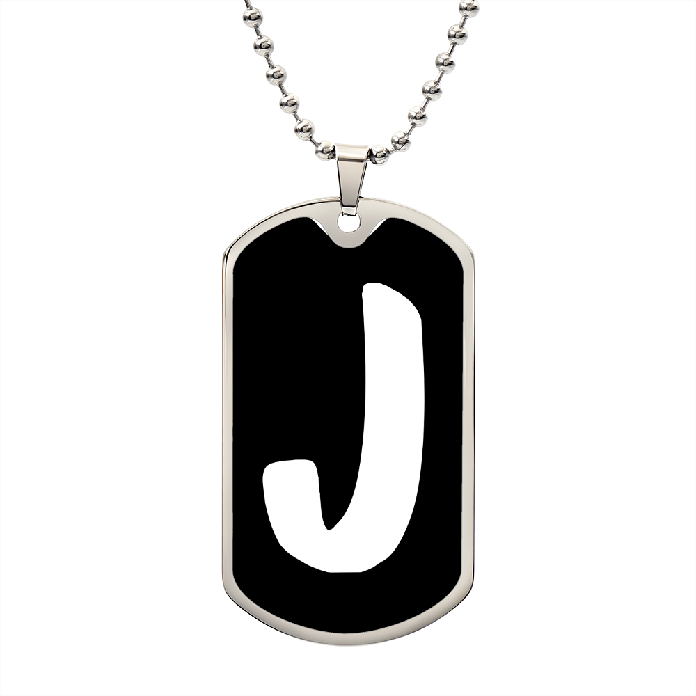 Initial J v3b - Luxury Dog Tag Necklace