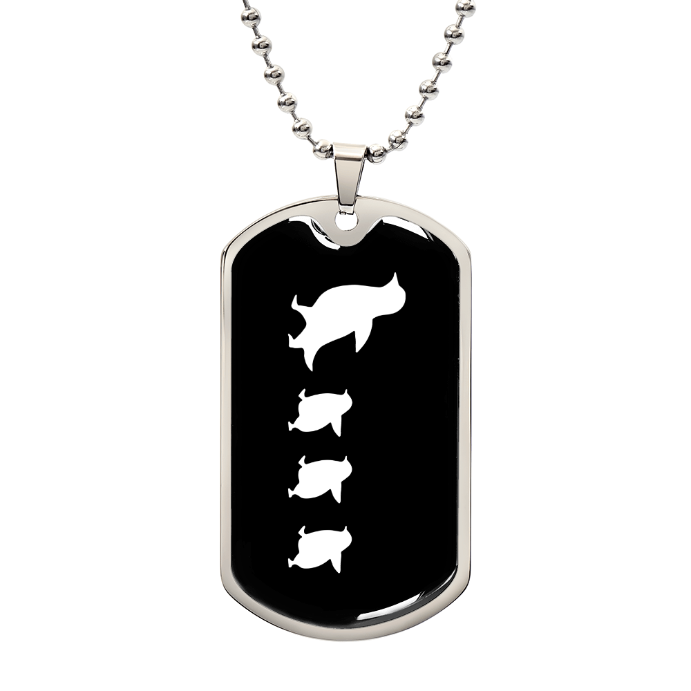Mama Penguin With 3 Chicks v3 - Luxury Dog Tag Necklace