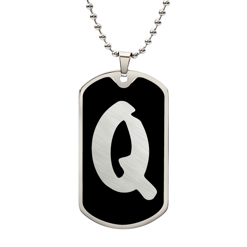 Initial Q v2b - Luxury Dog Tag Necklace