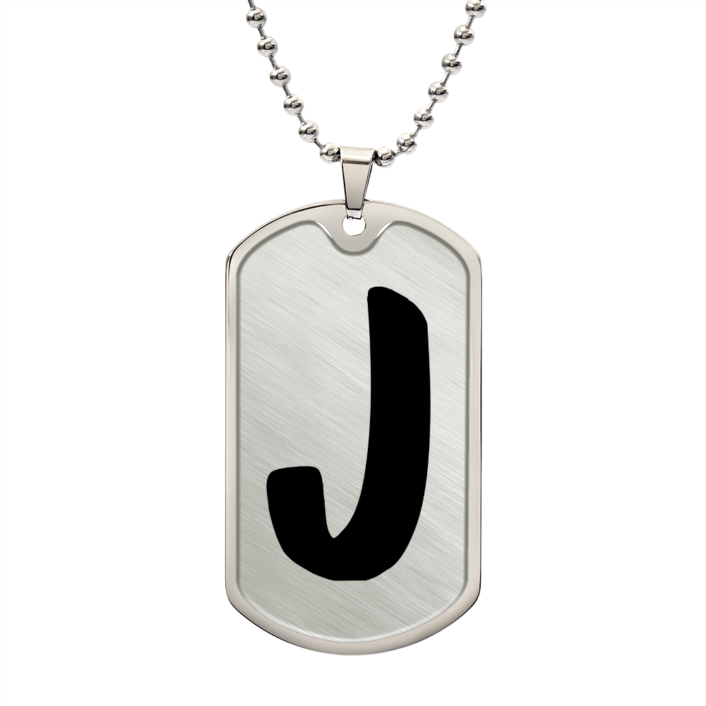 Initial J v1b - Luxury Dog Tag Necklace