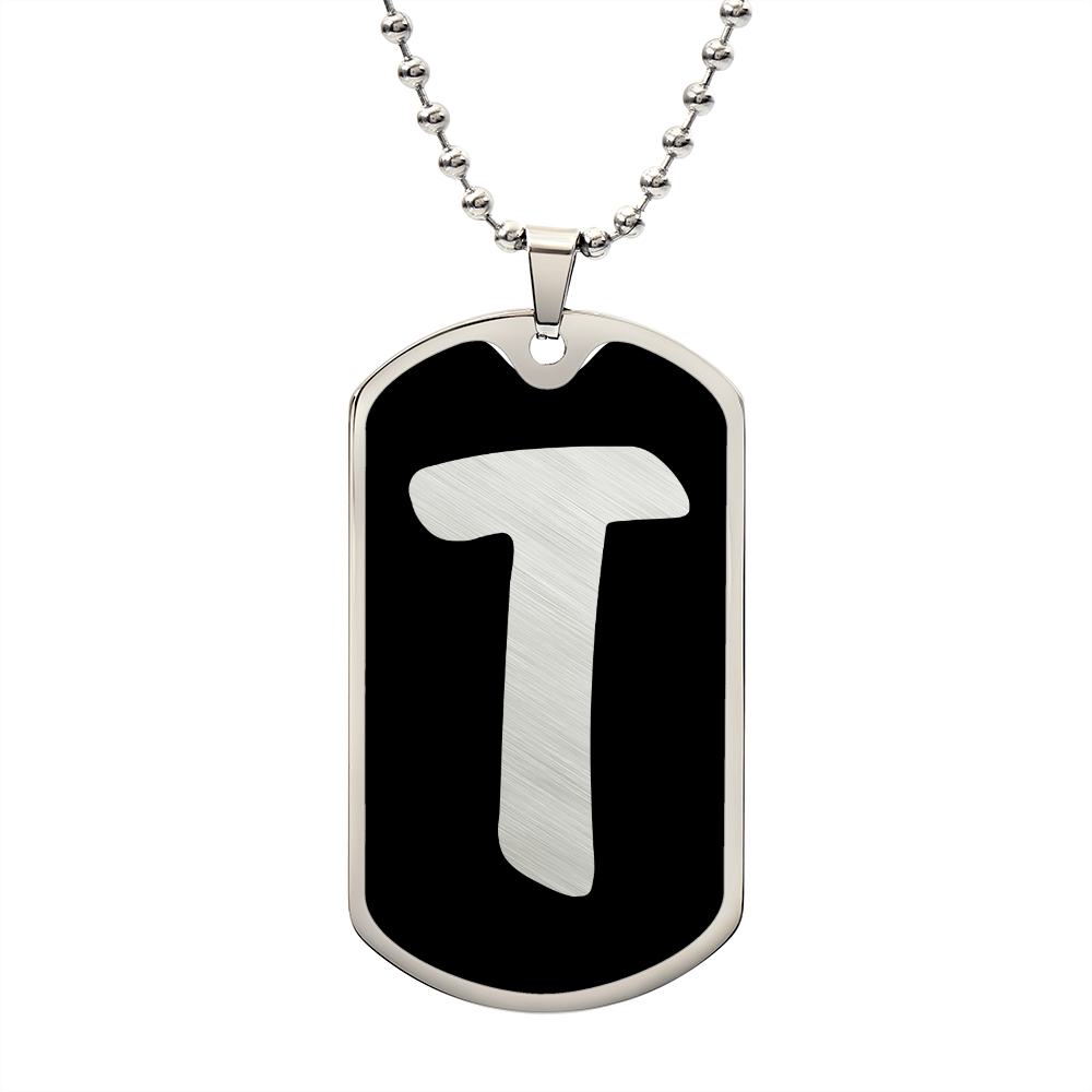 Initial T v2b - Luxury Dog Tag Necklace